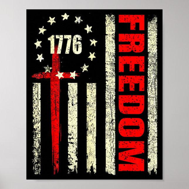 Póster Camiseta Dom Fe Cristiana Litical Bandera de Améri (Frente)