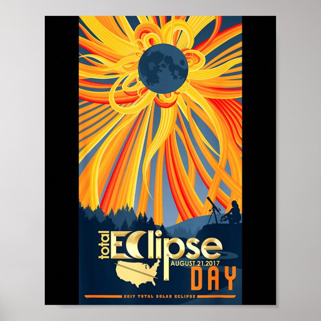 Póster Camiseta Eclipse Total de Sol 21 de Agosto (Frente)