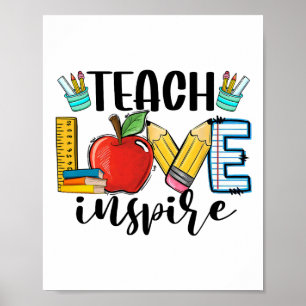 Póster Camiseta Enseñar Amar Inspirar Divertida Para Ir A