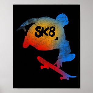 Póster Camiseta Evolución Skateboarding Cool Sk8 Skater T