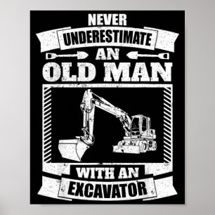 Póster Camiseta Excavadora Divertida Retroexcavadora