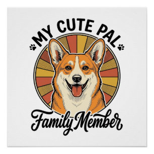 Póster Camiseta Familia Corgi Diseño Vintage Amante Masco