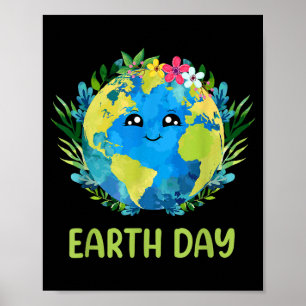 Póster Camiseta Feliz Día de la Tierra Tierra Adorable co
