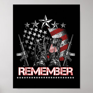 Póster Camiseta Feliz Día de los Caídos Bandera Botas Mil