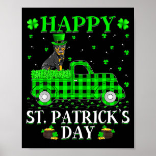 Póster Camiseta Feliz Día de San Patricio y Trébol 