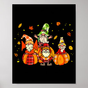 Póster Camiseta Feliz Otoño Todos Gnomo de Búfalo Calabaz