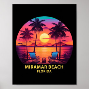 Póster Camiseta Florida Miramar Playa Colorido Palmeras S