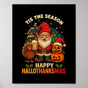 Póster Camiseta Gnome Feliz Hallothanksmas Halloween Día