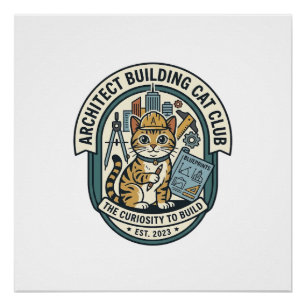 Póster Camiseta Gráfica de Gato de Arquitecto - Arqui