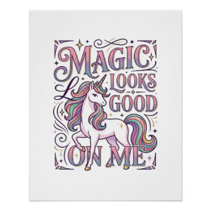 Póster Camiseta gráfica de moda con magia de unicornio pa