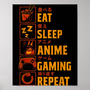 Póster Camiseta gráfica divertida de anime para jugadores