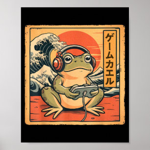 Póster Camiseta gráfica divertida de rana para jugadores,