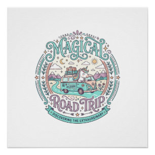 Póster Camiseta Gráfica Original Unicorn Magical Road Tri