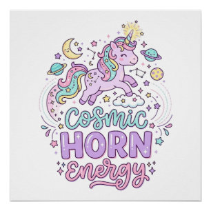 Póster Camiseta gráfica pastel adorable de energía de cue