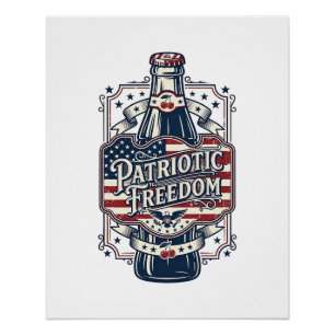 Póster Camiseta gráfica retro de soda de cereza patriótic