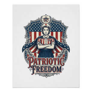 Póster Camiseta gráfica vectorial de enfermera patriótica