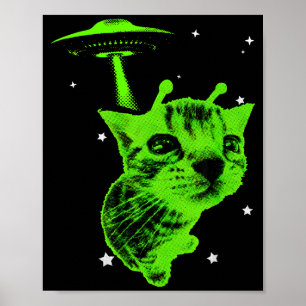 Póster Camiseta gráfica vintage de meme de gato alienígen