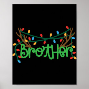 Póster Camiseta hermano cuernos de reno de Navidad