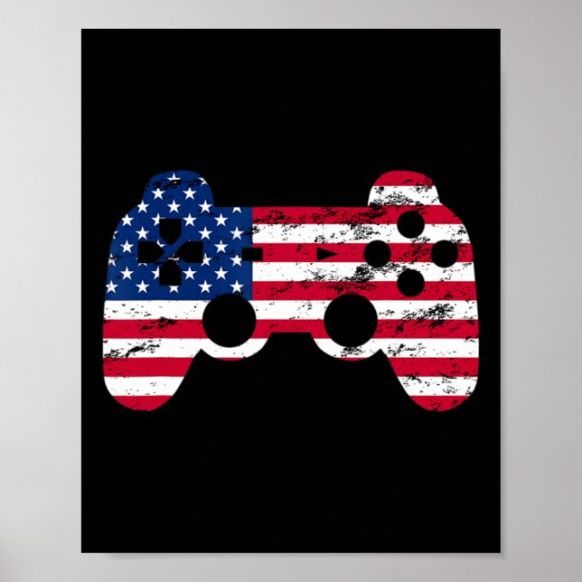 Póster Camiseta infantil para niños con bandera americana (Frente)