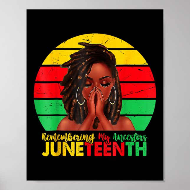 Póster Camiseta Juneteenth Mujeres Pelo Locd Recordando a (Frente)