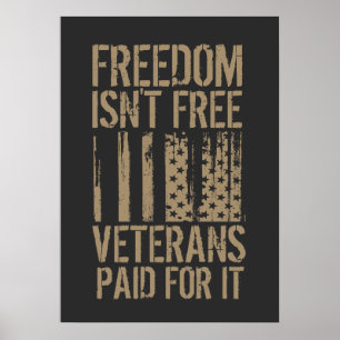 Póster Camiseta La Libertad No Es Gratuita, Veteranos La