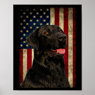Póster Camiseta Labrador Negro Regalo Bandera EEUU Dueño 