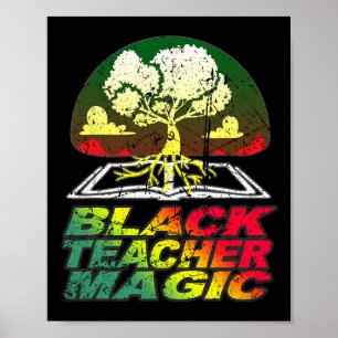 Póster Camiseta Mágica de Profesor Retro Negro Camiseta d