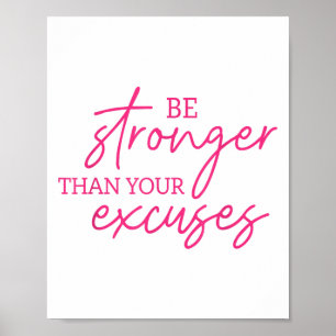 Póster Camiseta Más Fuerte Que Tus Excusas Entrenamiento 
