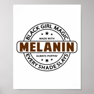 Póster Camiseta Melanina Magia de Chica Negra Mujeres Afr