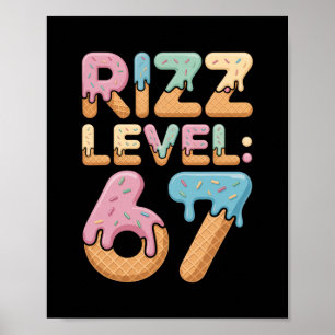Póster Camiseta Meme Nivel Rizz 67 Helado Goteo Meme Seis