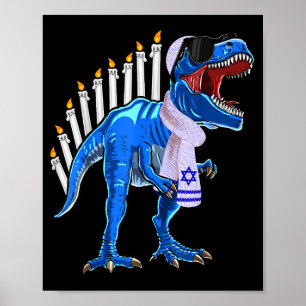 Póster Camiseta Menorasaurus Rex T Rex Dinosaur Hanukkah