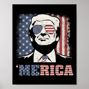 Póster Camiseta Merica Trump Divertida Trump 4 De Julio A