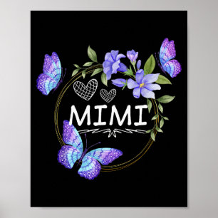 Póster Camiseta Mimi para mujeres con mariposas Día de la