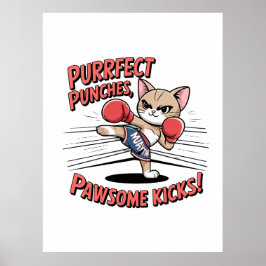 Póster Camiseta Muay Thai Boxing Cute Anime Cat