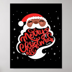 Póster Camiseta negra de Santa Feliz Navidad para niños