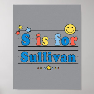 Póster Camiseta Nombre Sullivan Abecedario S Es Para