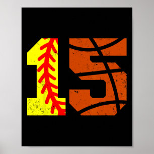 Póster Camiseta Número 15 Softll Sketll Divertido Cumplea