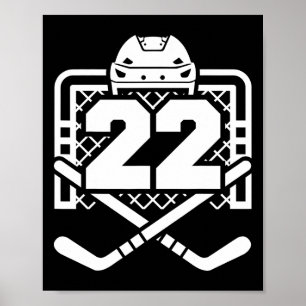 Póster Camiseta número 22 de hockey divertido jugador de