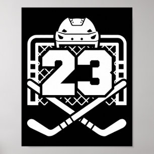 Póster Camiseta Número 23 de Hockey Divertido Día de Jueg