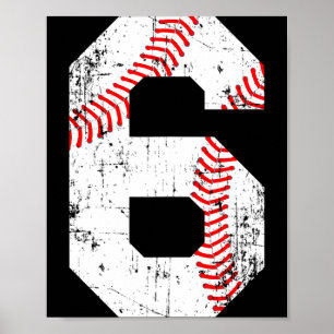 Póster Camiseta número 6 de béisbol