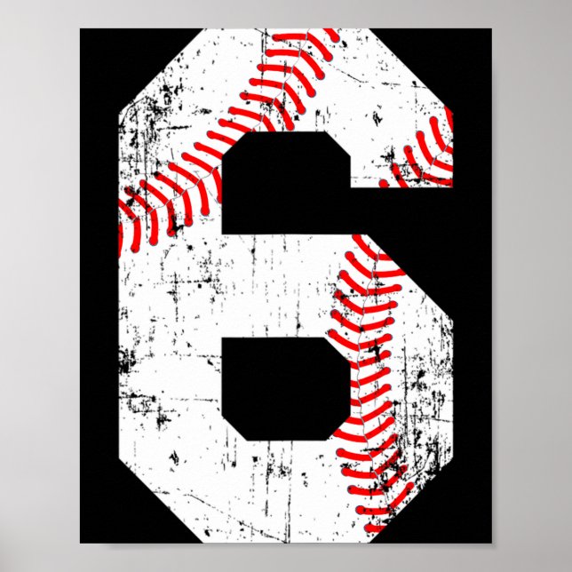 Póster Camiseta número 6 de béisbol (Frente)