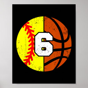 Póster Camiseta número 6 Softll Sketll Cumpleaños diverti