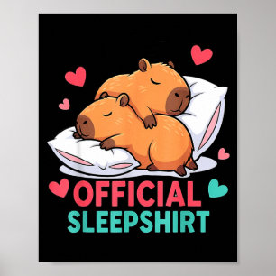Póster Camiseta Oficial de Capybara Lindo Dormir Conforta