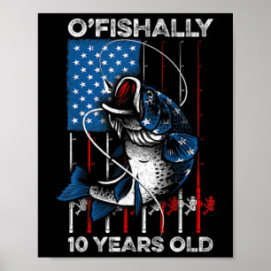 Póster Camiseta Oficialmente 10 Años 10º Cumpleaños Pesca