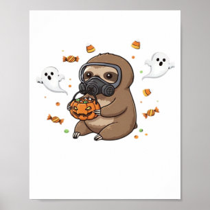 Póster Camiseta oversize de Halloween con Chibi Sloth Haz