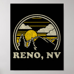 Póster Camiseta Reno Nevada Nv Vintage Senderismo Montaña