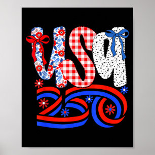 Póster Camiseta Retro Americana Coquette Bow 250 Flag, 4
