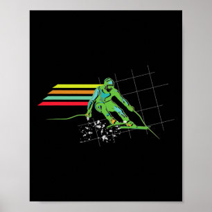 Póster Camiseta Retro de Esquí Camiseta de Esquí de Nieve