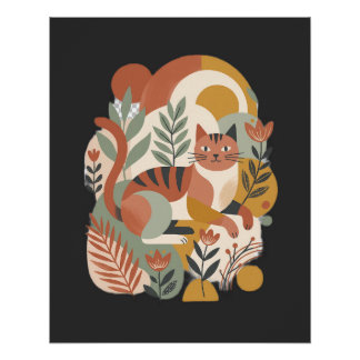 Póster Camiseta Retro Floral Boho Arte