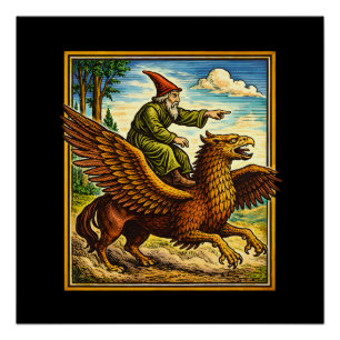 Póster Camiseta Retro Medieval Fantasía de Jinete de Cara